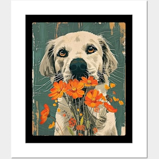 Golden Retriever  Flowers Photo Art Design For Dog Onwer Posters and Art